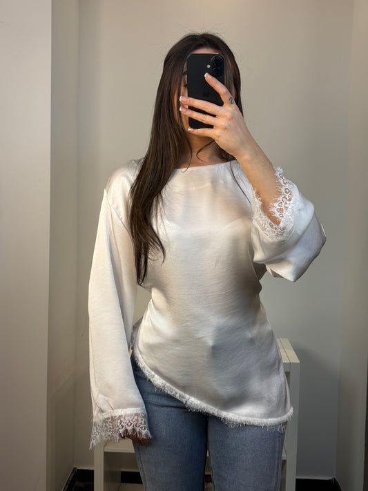 BLOUSE ASYMÉTRIQUE DENTELLE