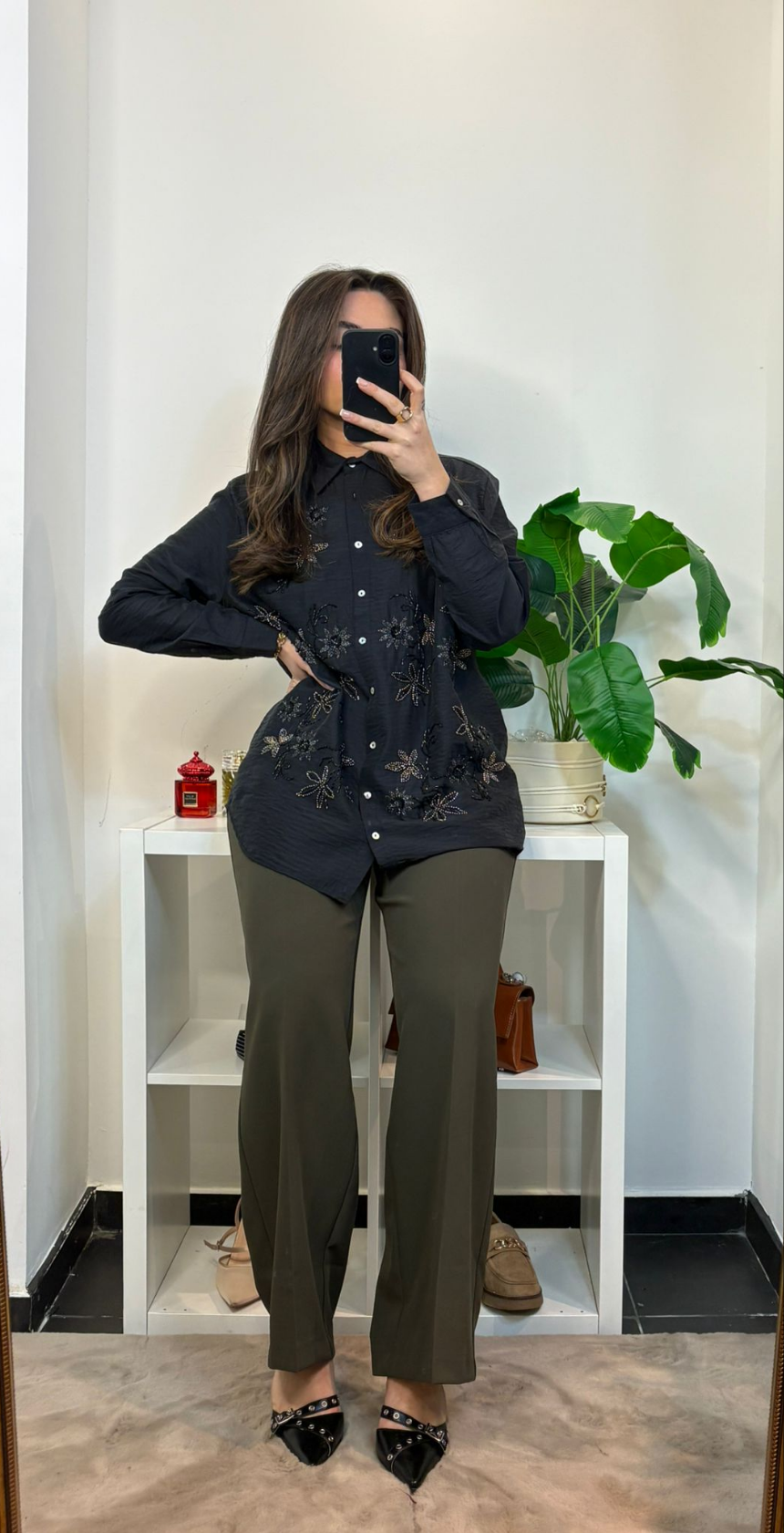 Chemise à strass brodé