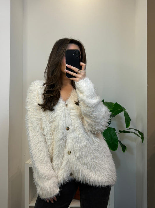 Gilet mi-long effet fourrure