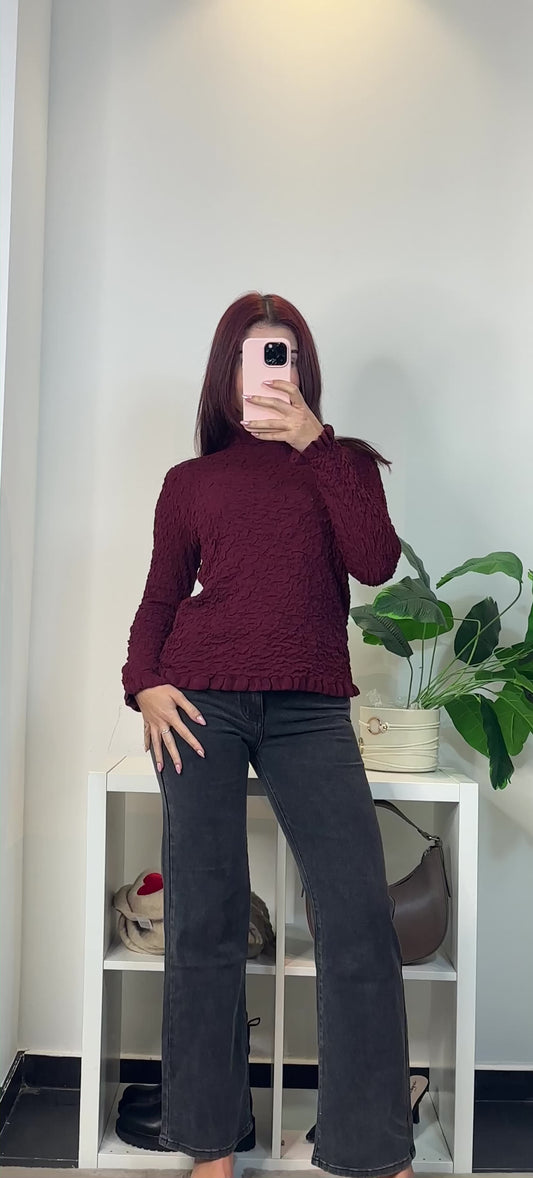 Pull Col Roulé Froissé